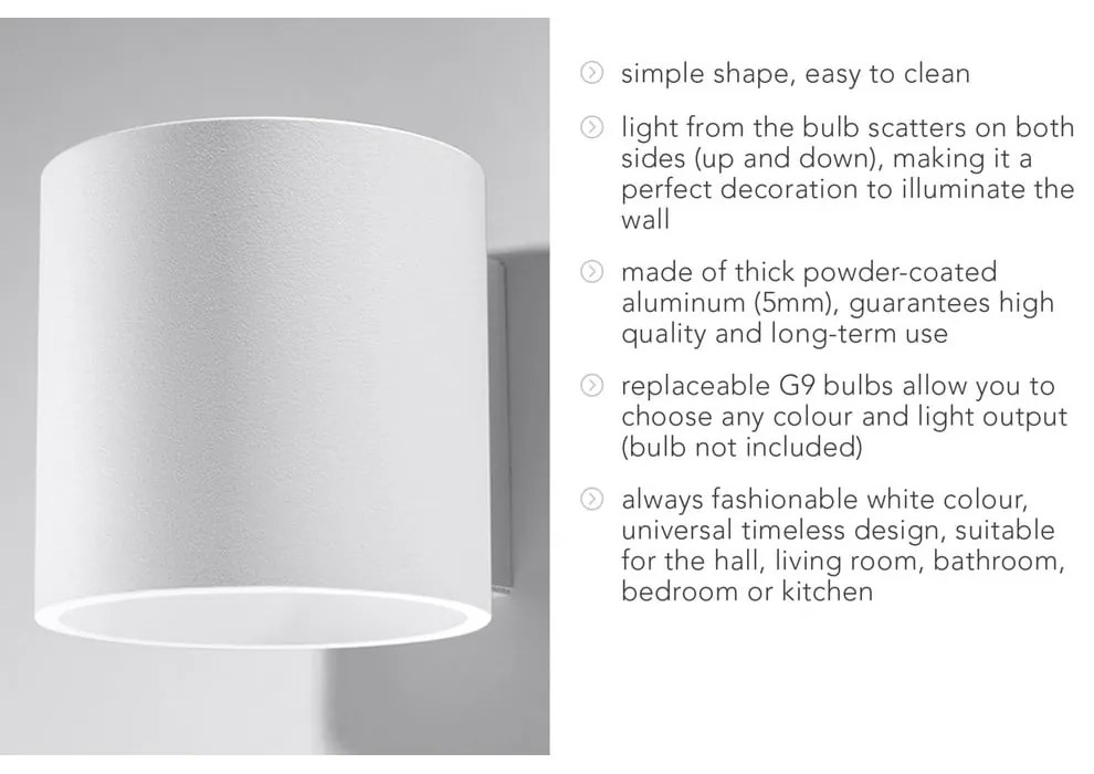 Fehér fali lámpa ø 10 cm Roda – Sollux