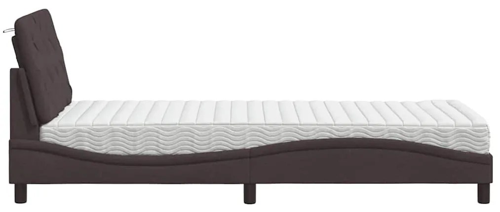 sötétbarna szövet ágy matraccal 90x200 cm