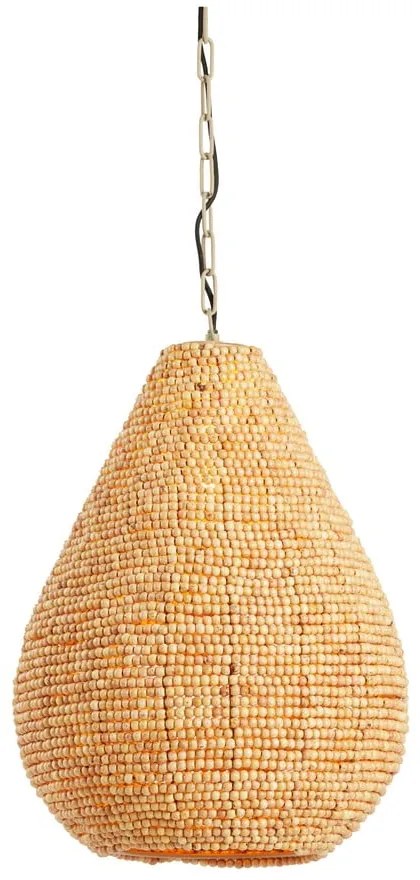 Natúr színű függőlámpa fa búrával ø 40 cm Kabinda – Light &amp; Living