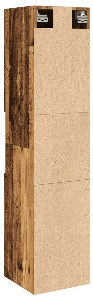 antik fa színű szerelt fa függő fürdőszobaszekrény 30x30x130 cm
