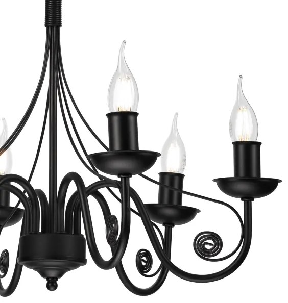 Csillár láncon DONATO 6xE14/40W/230V fekete