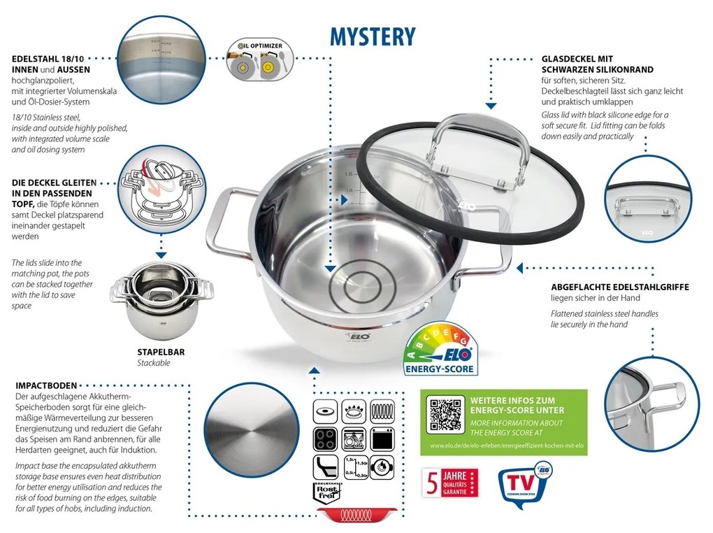 Elo 91003 3 részes rozsdamentes acél edénykészletMystery