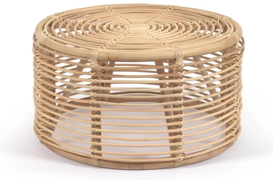 Natúr színű rattan kerek dohányzóasztal ø 66 cm Kohana – Kave Home
