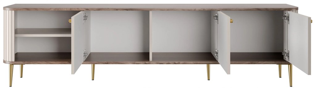Vesper 3D TV szekrény 187 cm - kasmír / dió / arany lábak