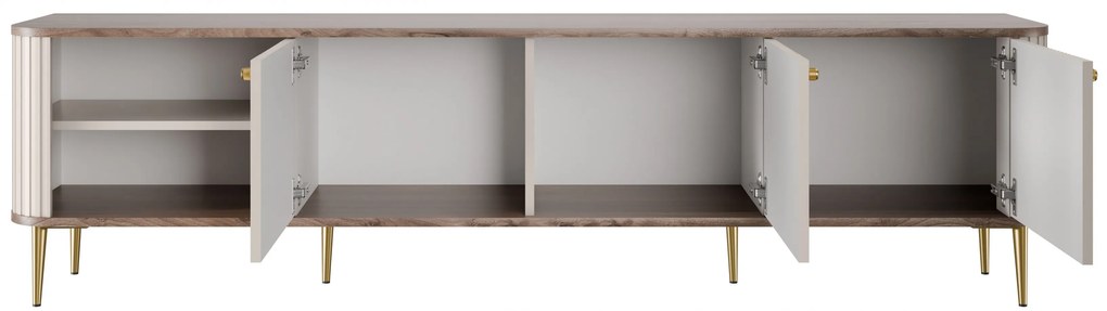 Vesper 3D TV-szekrény 187 cm - kasmír / diófa / arany színű lábak