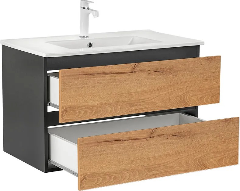Vario Forte 80 alsó szekrény mosdóval antracit-tölgy