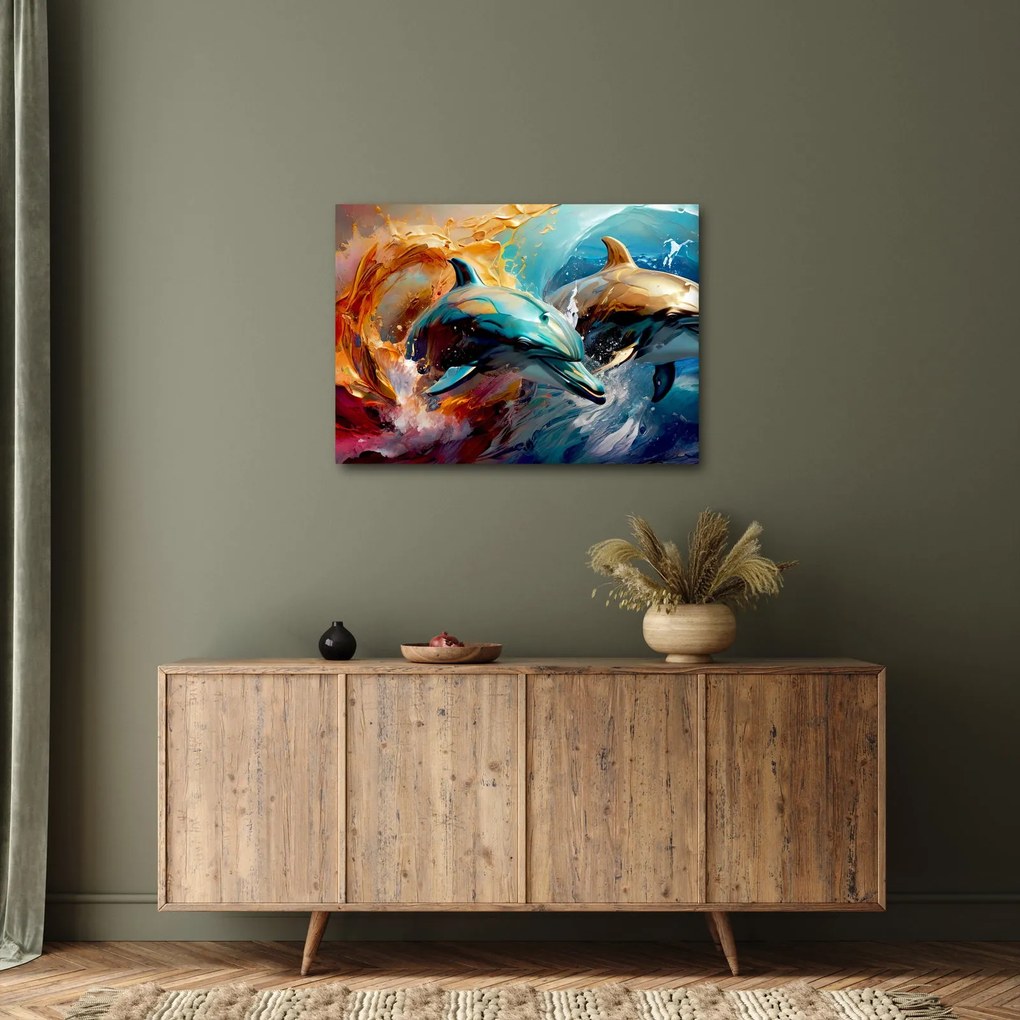 Kép - Delfin festmény (70x50 cm)