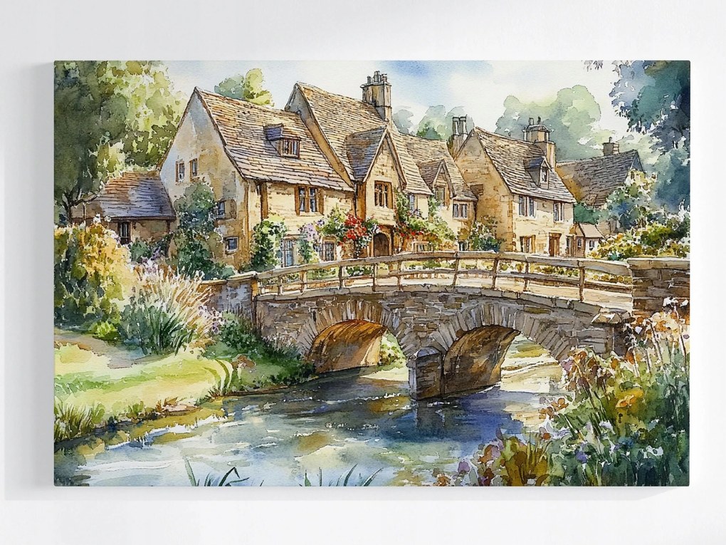 Poszter Város Anglia Cotswolds Falu Híd Házak 120x80