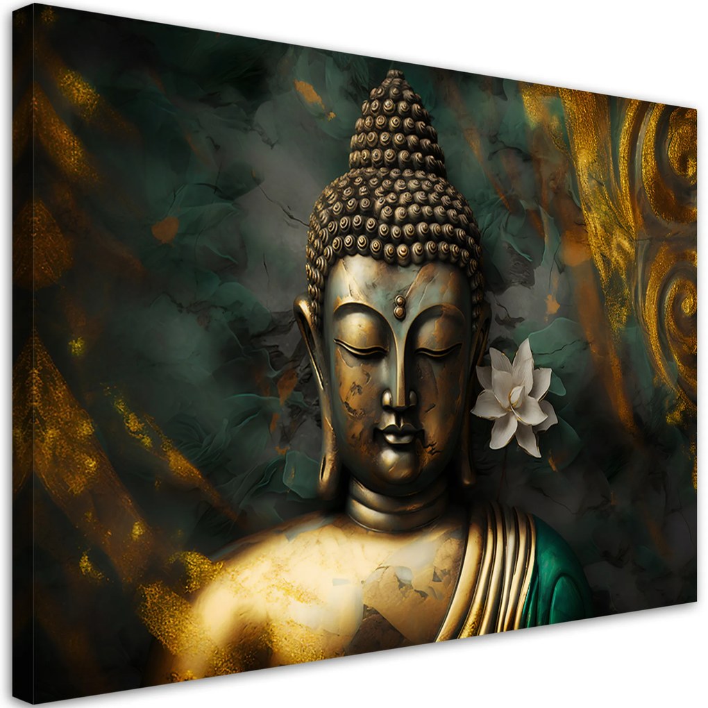 Gario Vászonkép Arany Buddha egy absztrakt háttér Méret: 120 x 80 cm