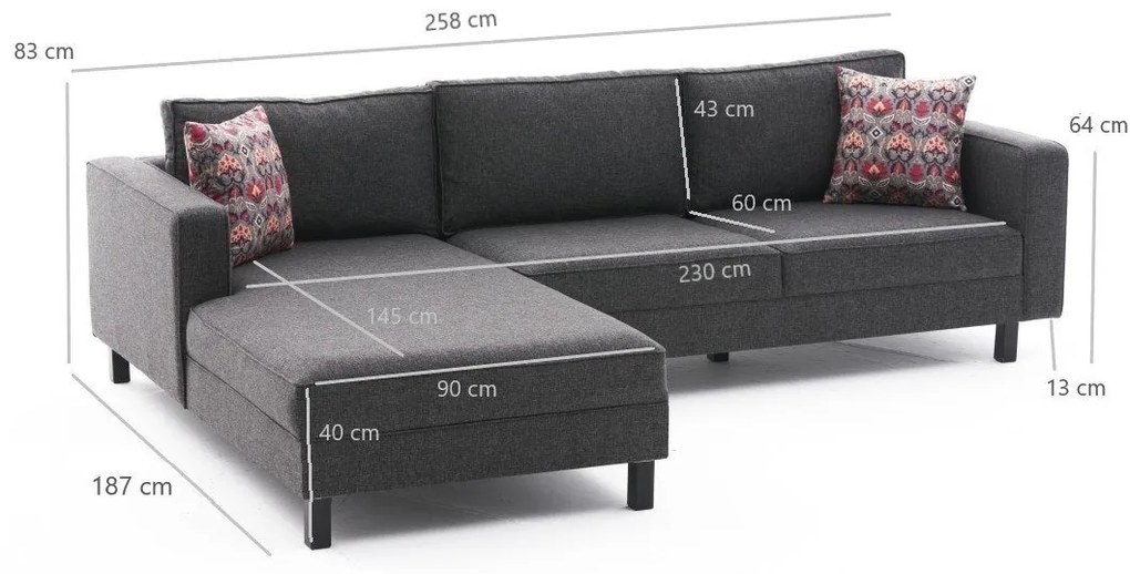 Sarokkanapé Kale Linen Balos - Antracit