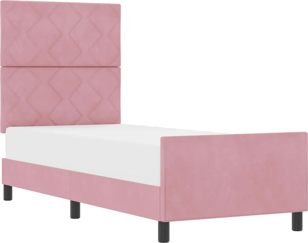 vidaXL Boxrugós ágy fejtámlával Rózsaszín 80 x 200 cm Bársony