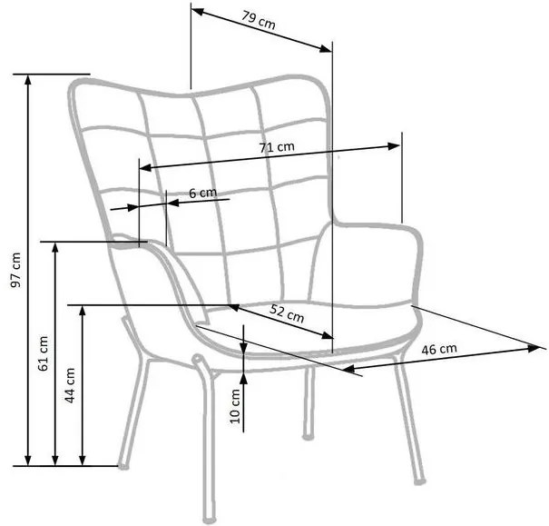 CASTEL fotel világos szürke