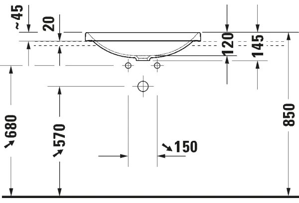 Duravit 358600079 - D-NEO beépíthető mosdó 60x44 cm kerámia/fényes fehér