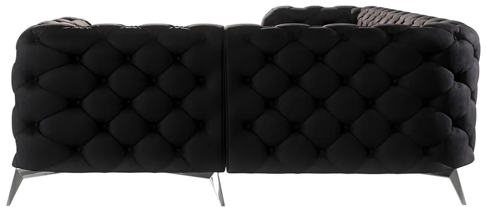 Fekete bársony sarokkanapé (jobb oldali-L alakú) Chelsea – Ropez