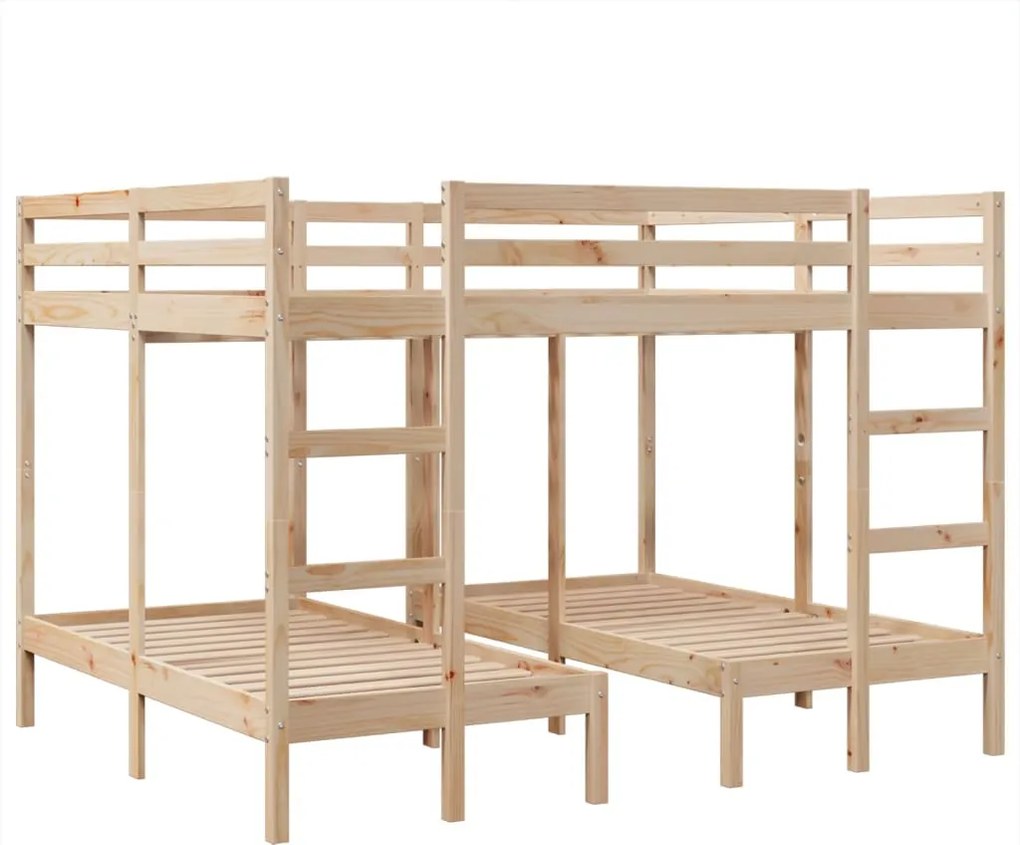 vidaXL tömör fenyőfa tripla emeletes ágykeret 160x200/80x160 cm