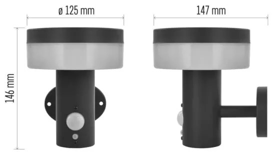 LED napelemes fali lámpa szenzorral LED/2W/3,7V 1200 mAh IP44