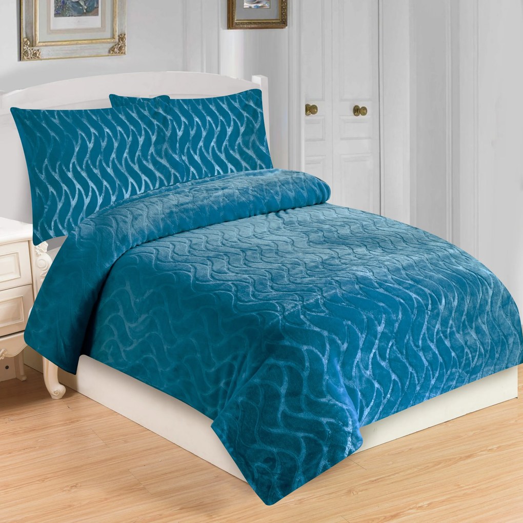 Dolce türkiz mikroplüss ágyneműhuzat 200x140cm+90x70cm TiaHome