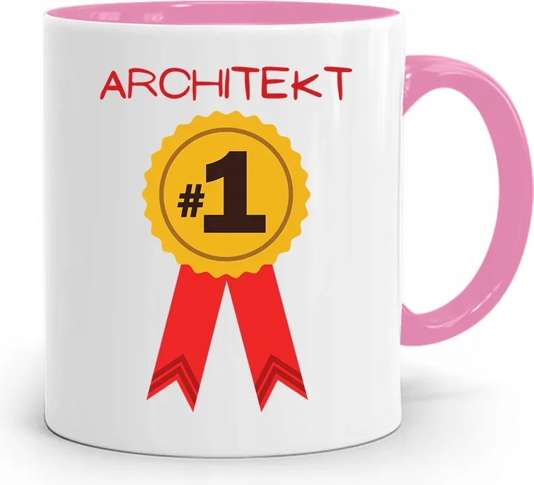 Rózsaszín Építész Bögre Első Számú Ajándék fényképes nyomtatással