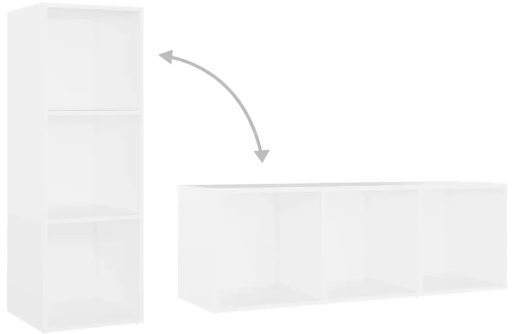 4 db fehér szerelt fa TV-szekrény 107 x 35 x 37 cm