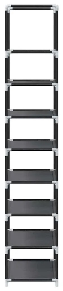 fekete nem szőtt szövetből cipőállvány 8 szintes 44x28x145 cm