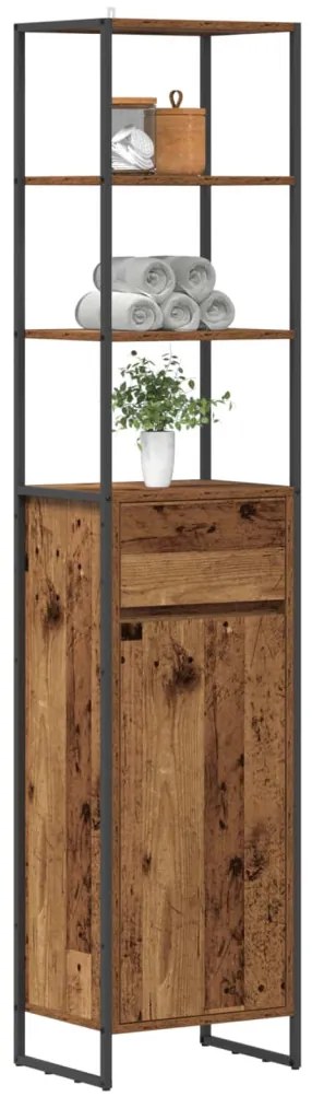 vidaXL Fürdőszoba Székény fiókkal Öreg fa 40 x 30 x 180 cm Faanyag