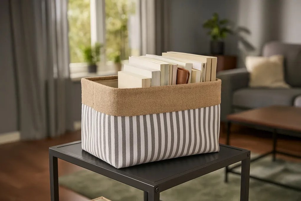 Csíkos tároló doboz 25 x 35 x 22 cm - m méret