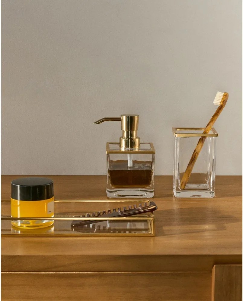 Aranyszínű üveg fogkefetartó pohár Soanet – Kave Home