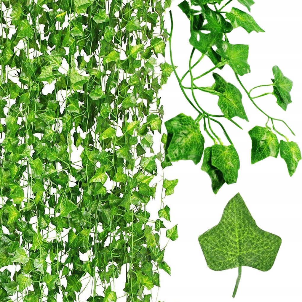 24x Mesterséges Borostyán 50 M Erkély Falra Girland Mesterséges Levelek