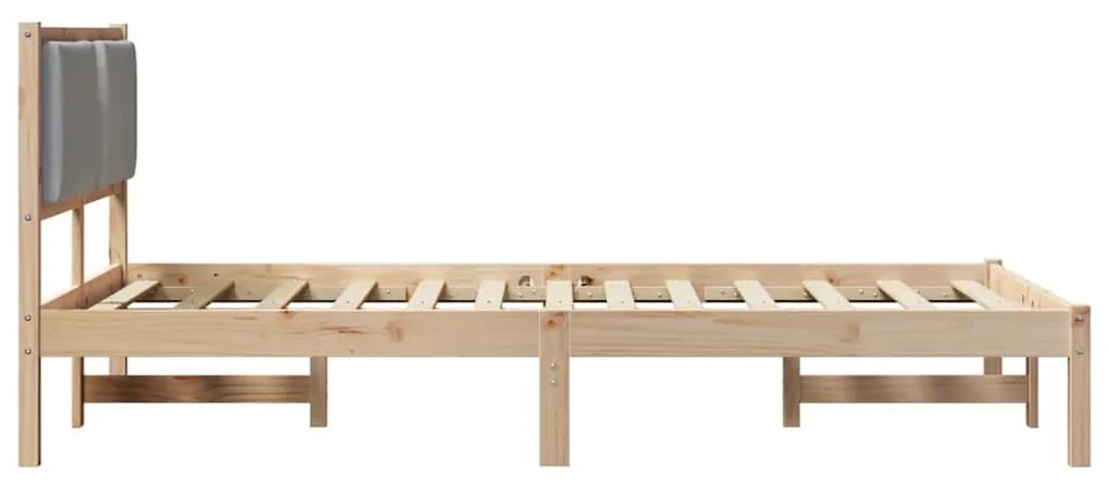 vidaXL Ágykeret fejtámlával Világosszürke 120 x 190 cm Tömör fenyőfa