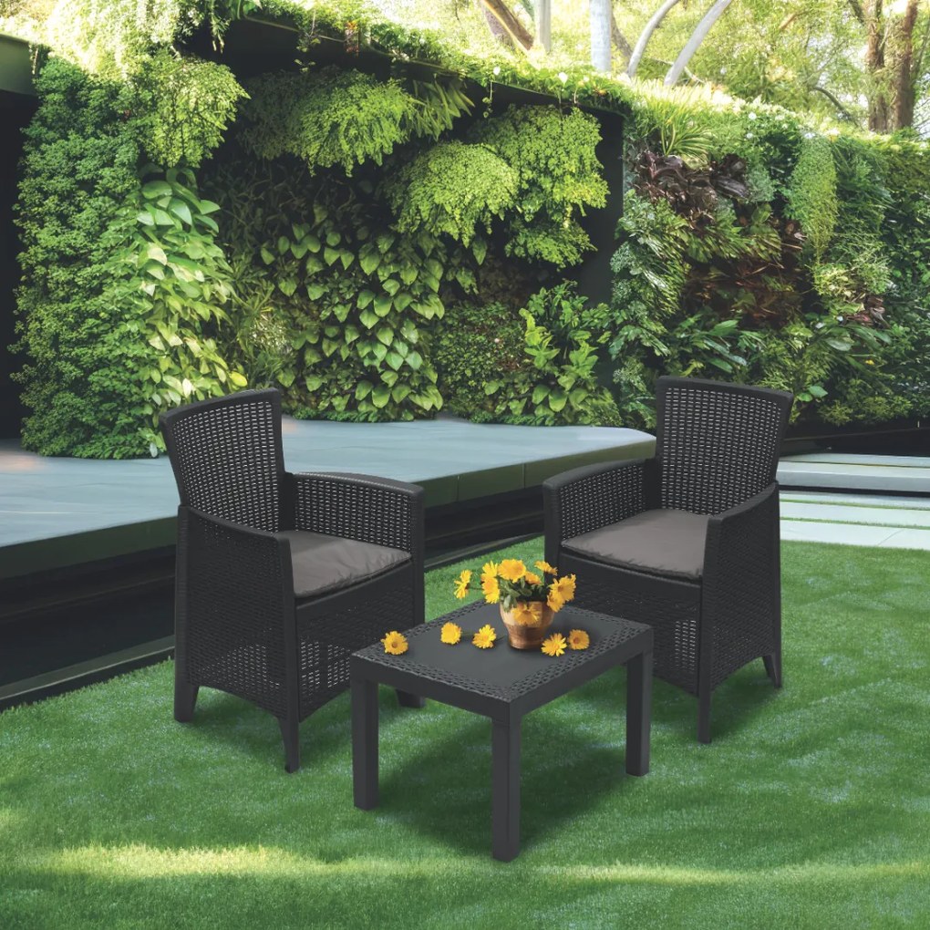 Kerti garnitúra FOREST, 3 részes, antracit színben I.P.A.E-Progarden