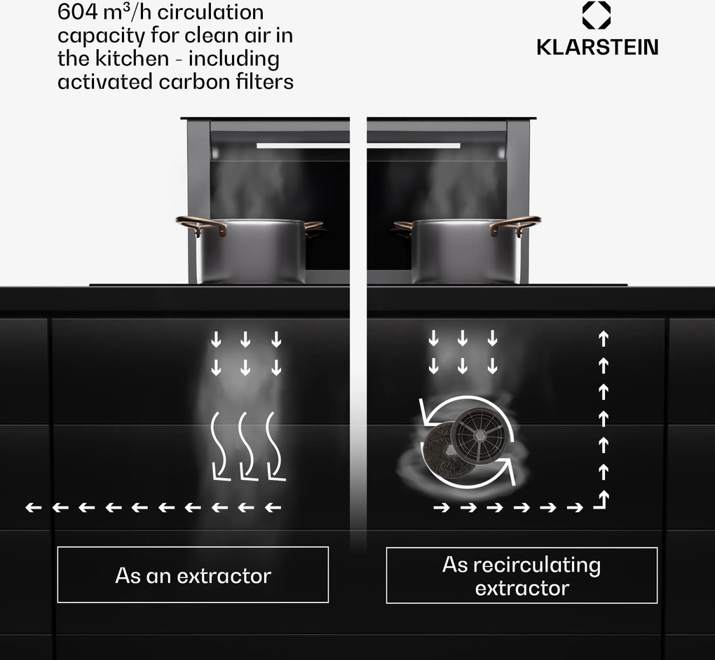 Klarstein Royal Flush Eco Slim 60, páraelszívó, 60 cm, 650 m³/h, A+
