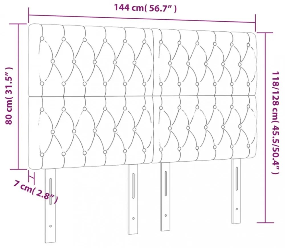 krémszínű szövet fejtámla 144x7x118/128 cm