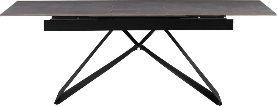Kihúzható étkezőasztal, beton/fekete, 160-200x90 cm, MAJED