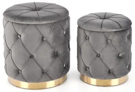 KÉSZLET 2x Taburet POLLY átm. 40/44 cm szürke/arany