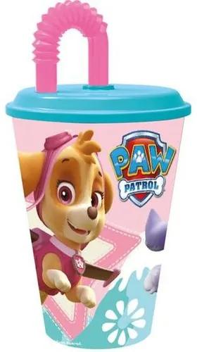 Műanyag gyerek pohár szívószállal  Paw Patrol Skye 430 ml