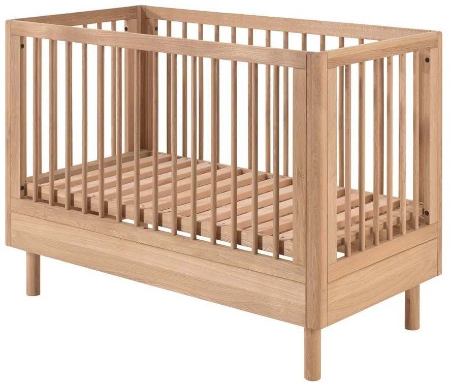 Natúr színű tölgyfa babaágy állítható magassággal 60x120 cm Forrest – Vipack