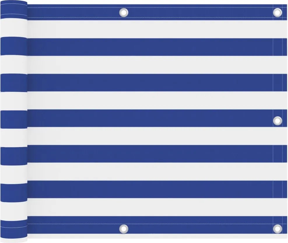 vidaXL fehér-kék oxford-szövet erkélyparaván 75 x 600 cm
