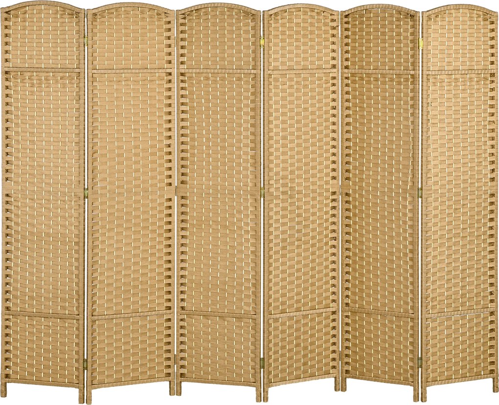 HOMCOM 6 Panel 240 x 170 cm Bambusz szobaelválasztó összecsukható képernyő a nappaliba - Természetes | Aosom