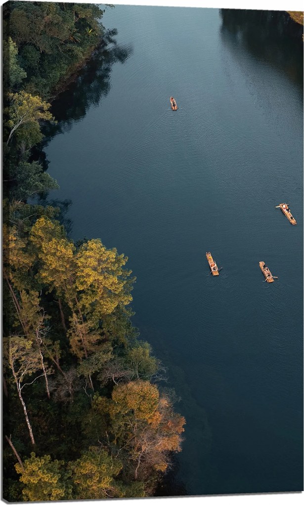 Vászonkép Kajakozás Erdő Folyó Természet 60x100 cm