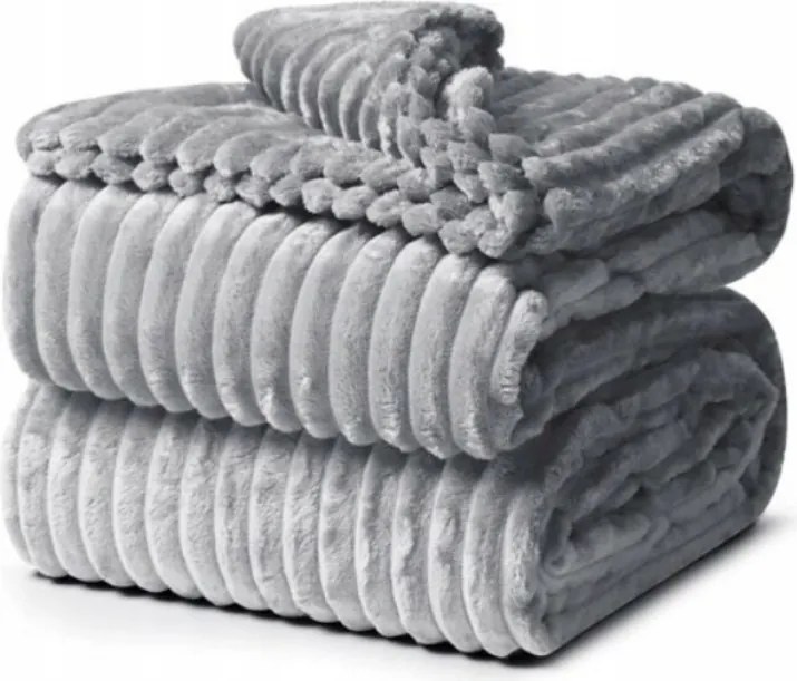 Puha takaró 160x200 mikroszálas Csíkos Mintás Világos Szürke Kanapé Ágytakaró színes