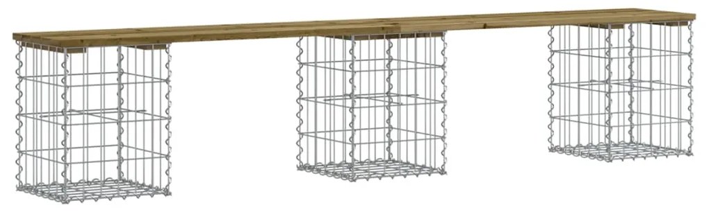 vidaXL impregnált fenyőfa gabion kerti pad 203 x 31 x 42 cm