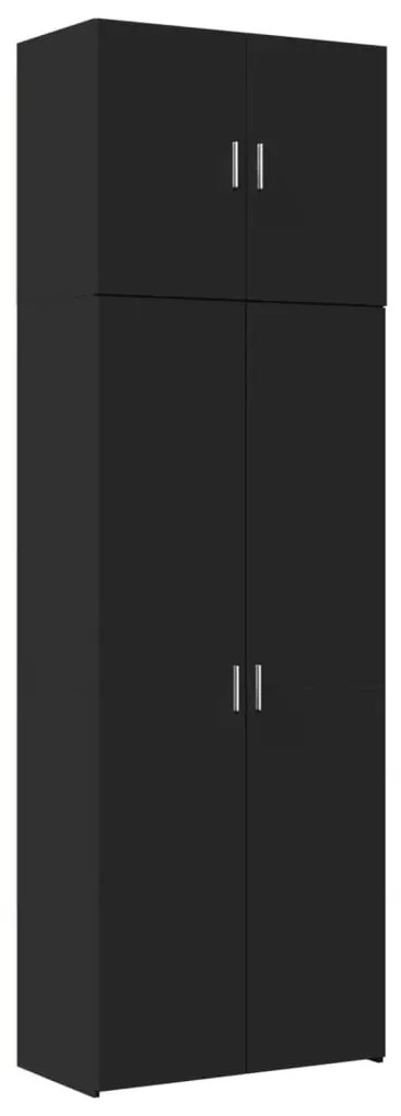 fekete szerelt fa magasszekrény 80 x 42,5 x 249 cm