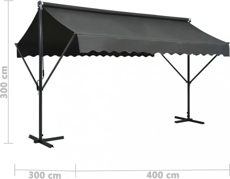 antracitszürke szabadon álló napellenző 400 x 300 cm