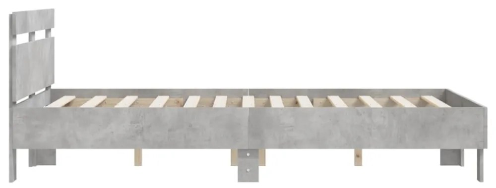 betonszürke szerelt fa ágykeret fejtámlával 120x190 cm