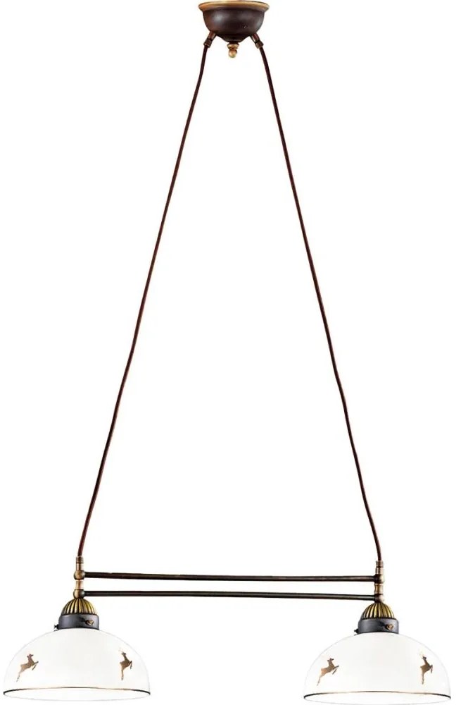 Kolarz 731.82.150 - NONNA kábeles csillár 2xE27/75W/230V, szarvasmotívummal, rózsaarany