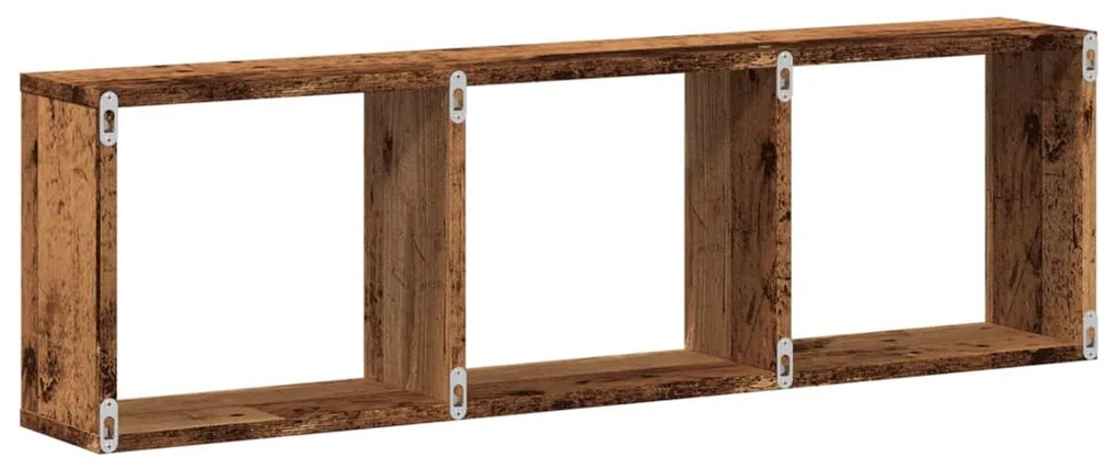 antik fa színű szerelt fa faliszekrény 100 x 16 x 30 cm