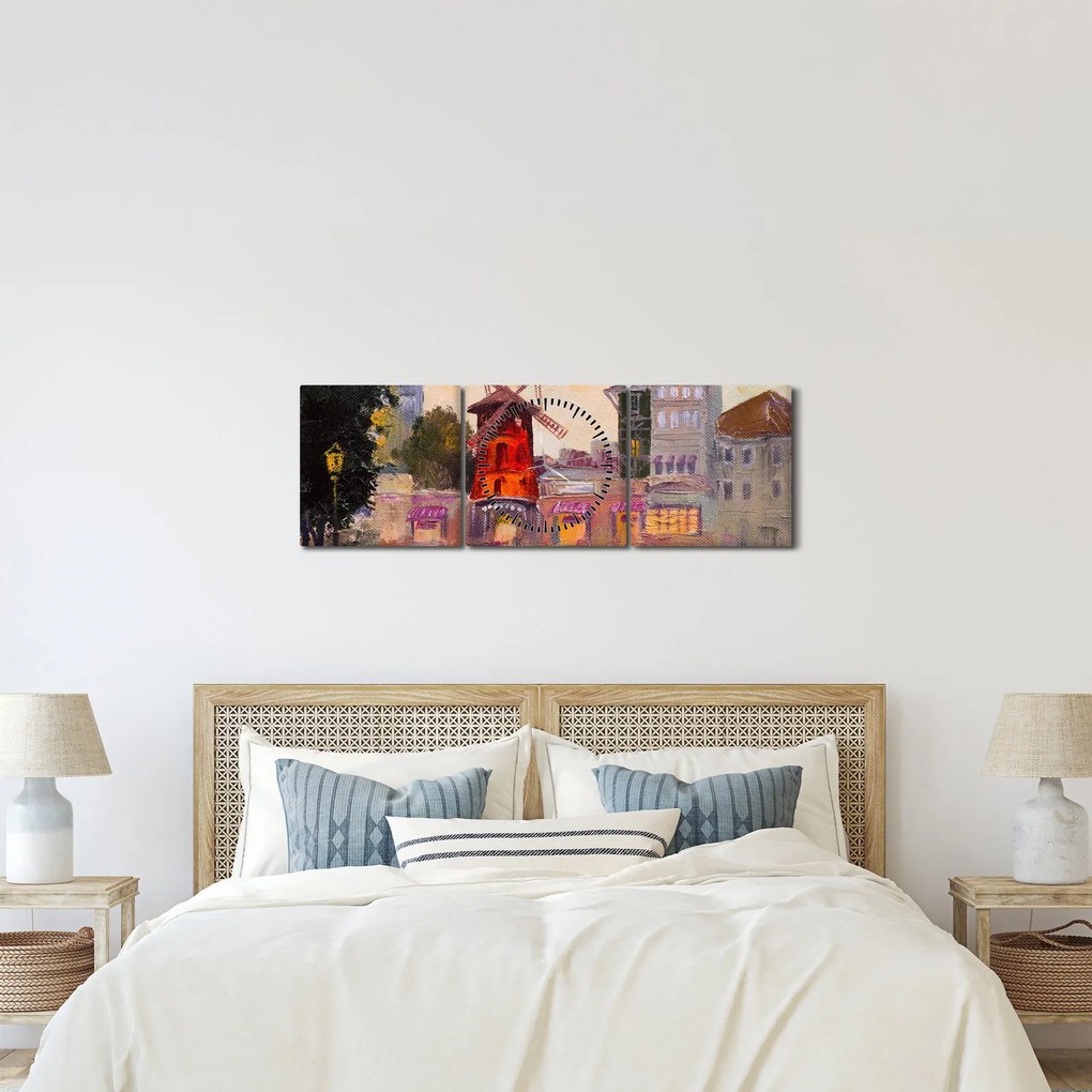 Kép - Moulin rouge, Párizs, Franciaország (órával) (90x30 cm)