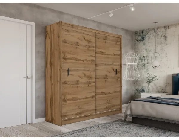 SAPHIRA tolóajtós szekrény 203x215 cm, wotan tölgy kivitel