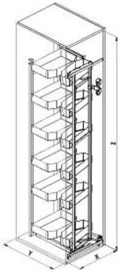 Konyhai fémrács, kamravasalat, 450mm, antracit, csillapított záródás, 12 kosár SIGE, PRO LINE 230A