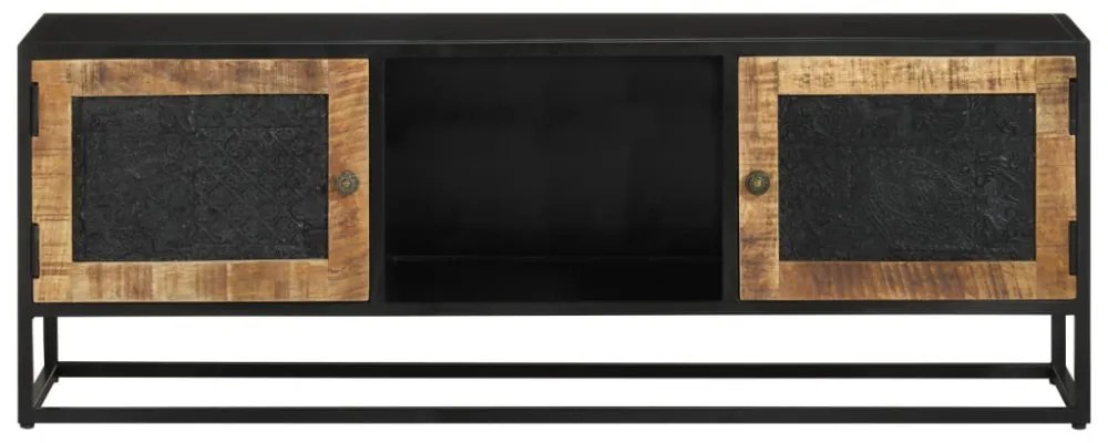 tömör mangófa és vas TV-szekrény 110 x 30 x 40 cm